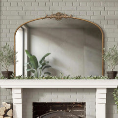 Arched Gold Wall Mirror 40x30 Inches Vintage Ornate-1