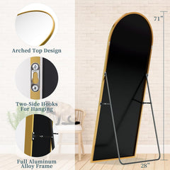 Full Length Floor Mirror 71x28 Inches Gold Aluminum Frame-4