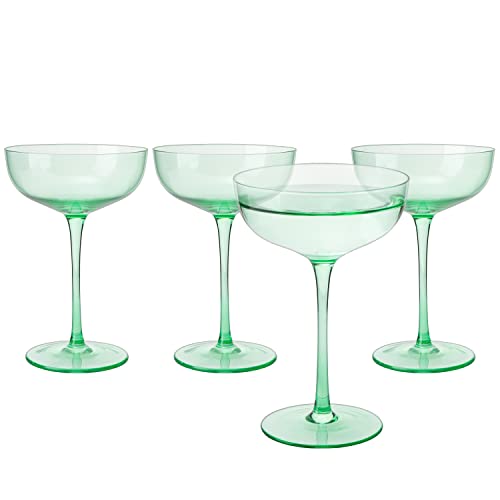 The Wine Savant Colored Coupe Glass | 7oz | Set of 4 (Green)-3