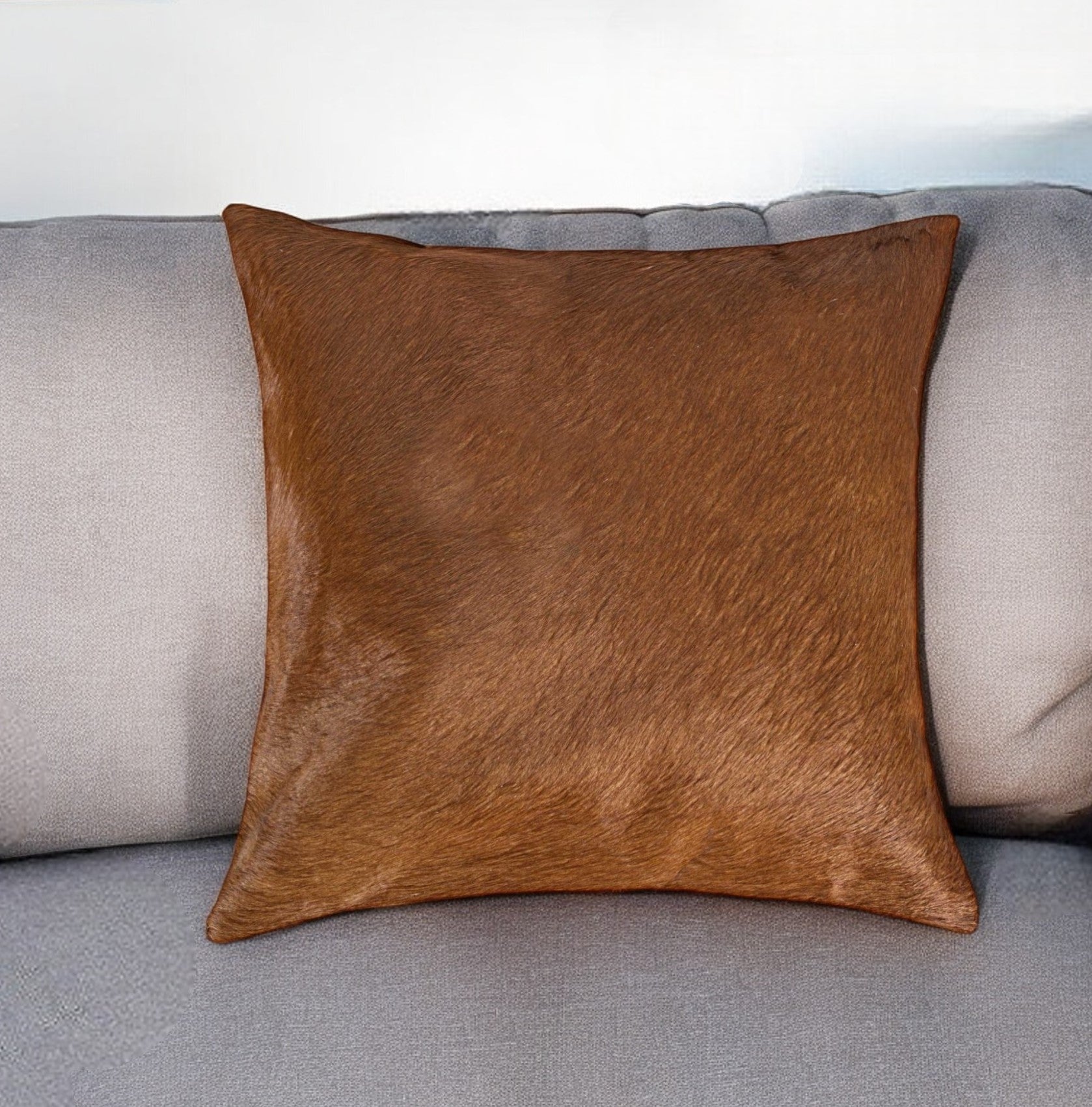 18" Brown Cowhide Throw Pillow-0