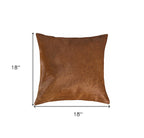 18" Brown Cowhide Throw Pillow-5