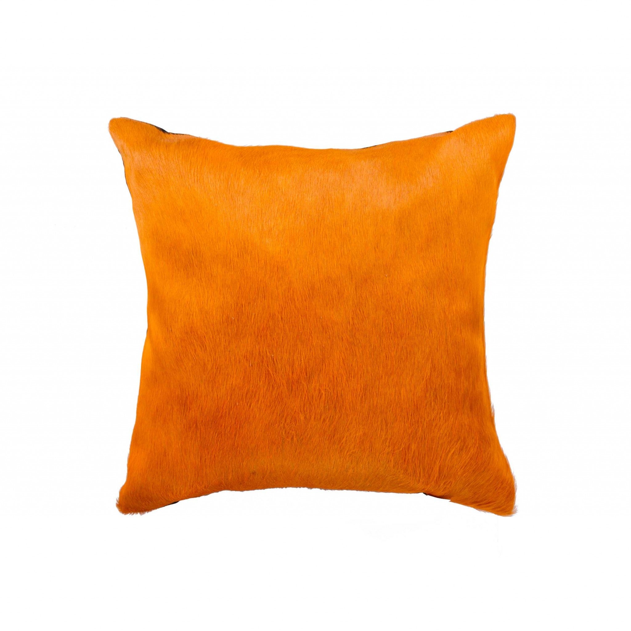 18" Orange Cowhide Throw Pillow-0