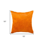 18" Orange Cowhide Throw Pillow-5