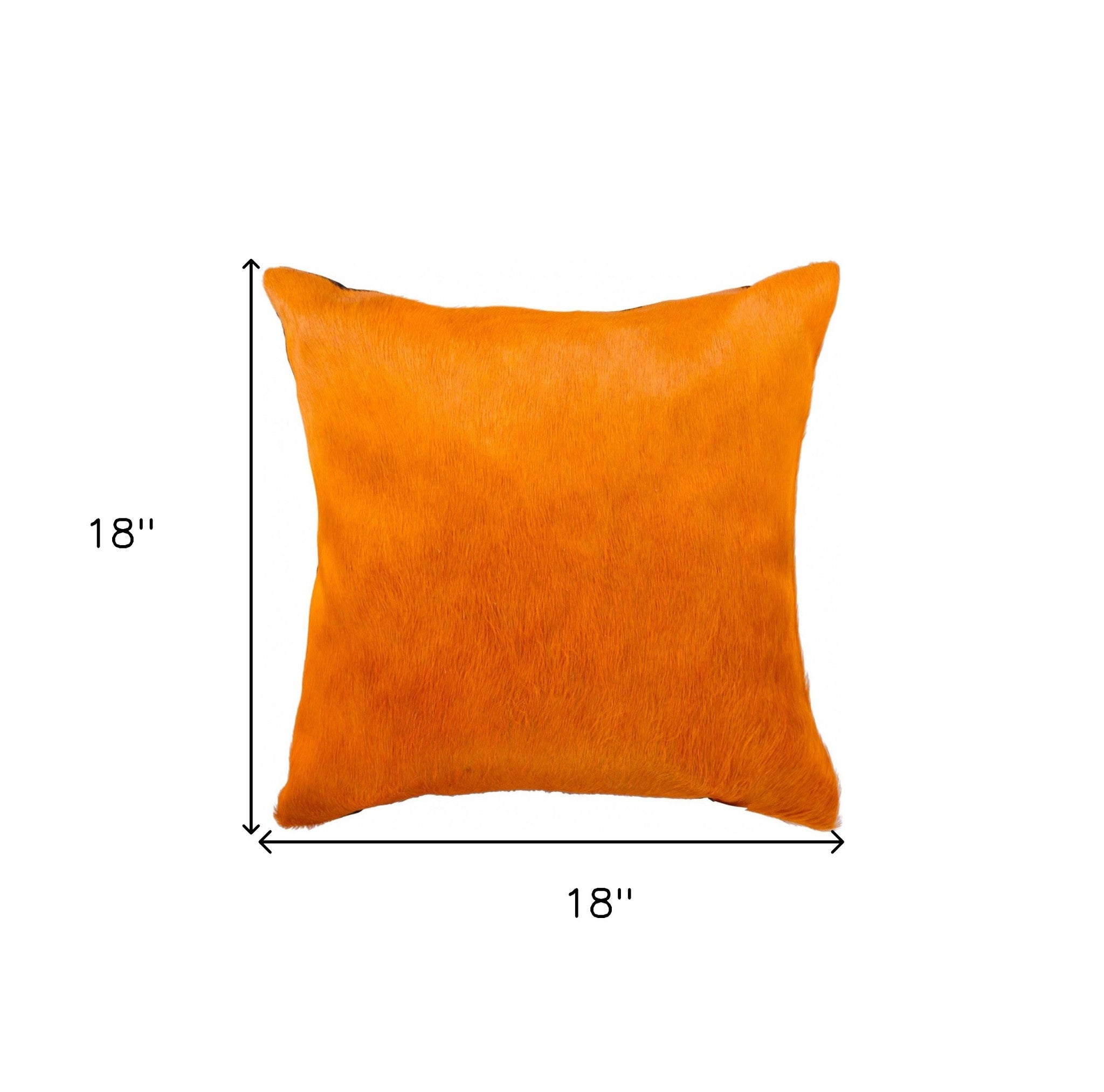 18" Orange Cowhide Throw Pillow-5