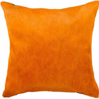 18" Orange Cowhide Throw Pillow-4