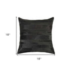 18" Black Cowhide Throw Pillow-5