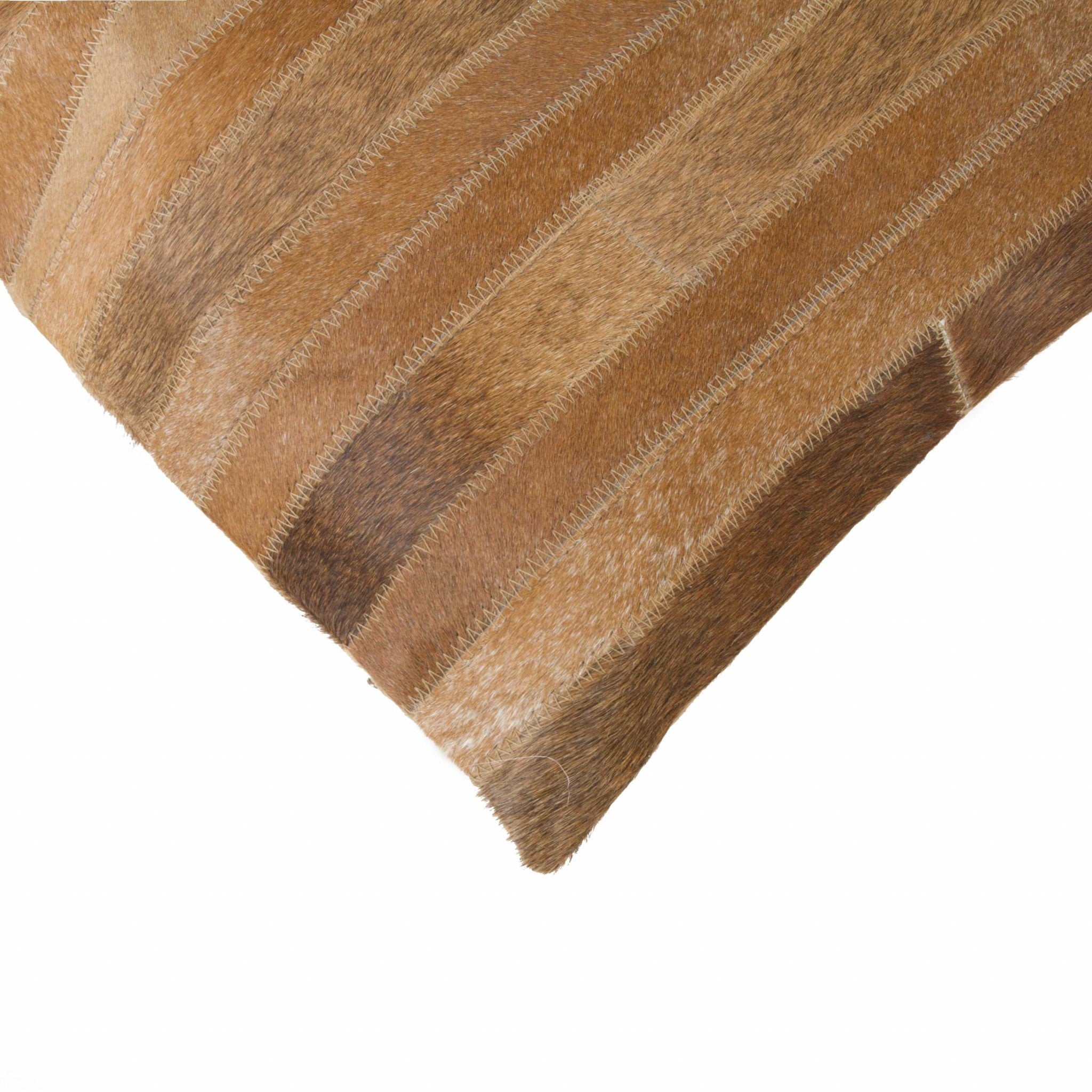 18" Brown Cowhide Throw Pillow-2