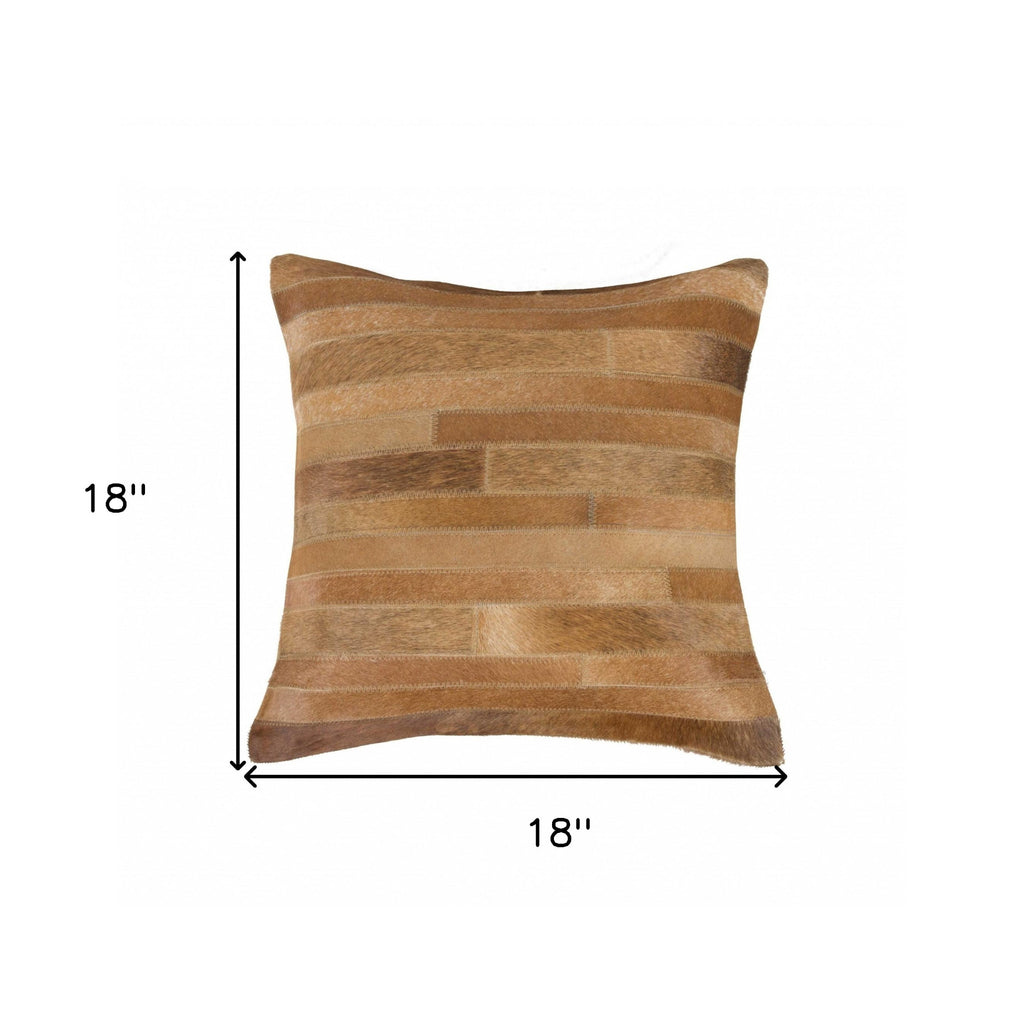 18" Brown Cowhide Throw Pillow-5