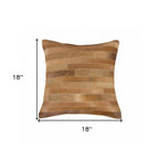 18" Brown Cowhide Throw Pillow-5