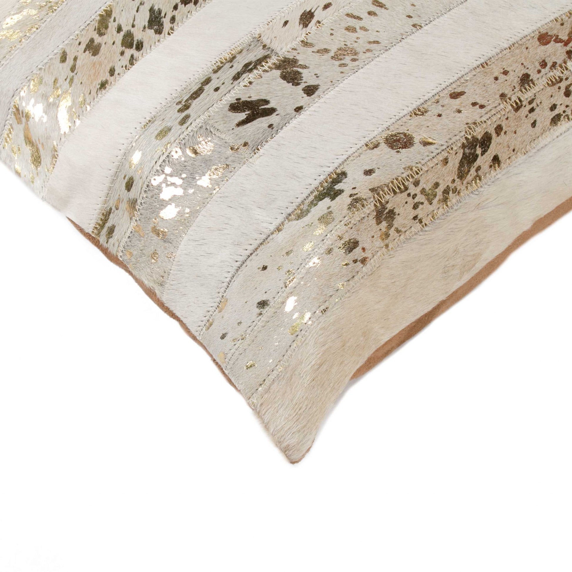 18" Beige Cowhide Throw Pillow-2