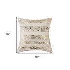 18" Beige Cowhide Throw Pillow-5