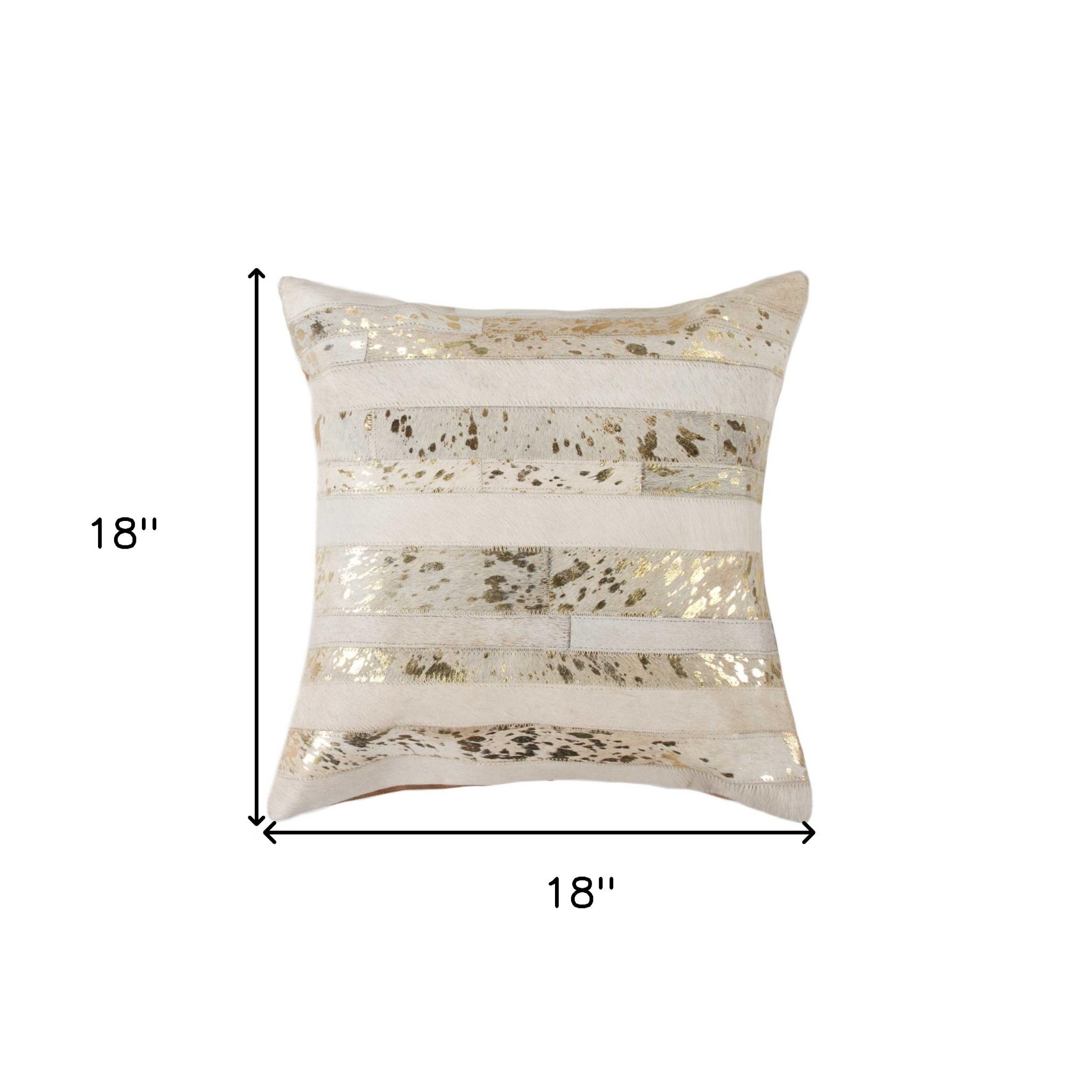18" Beige Cowhide Throw Pillow-5