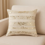 18" Beige Cowhide Throw Pillow-0