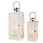 17.5''&24.5'' H Metal Decorative Candle Holders Rustic Hanging Lantern(Set of 2)-1