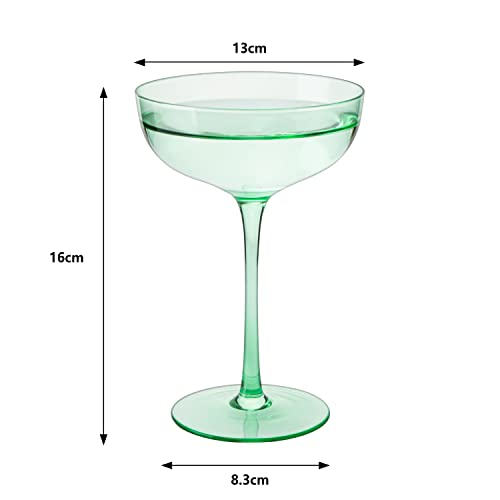 The Wine Savant Colored Coupe Glass | 7oz | Set of 4 (Green)-4