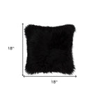 18" Black Sheepskin Throw Pillow-5