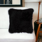 18" Black Sheepskin Throw Pillow-1