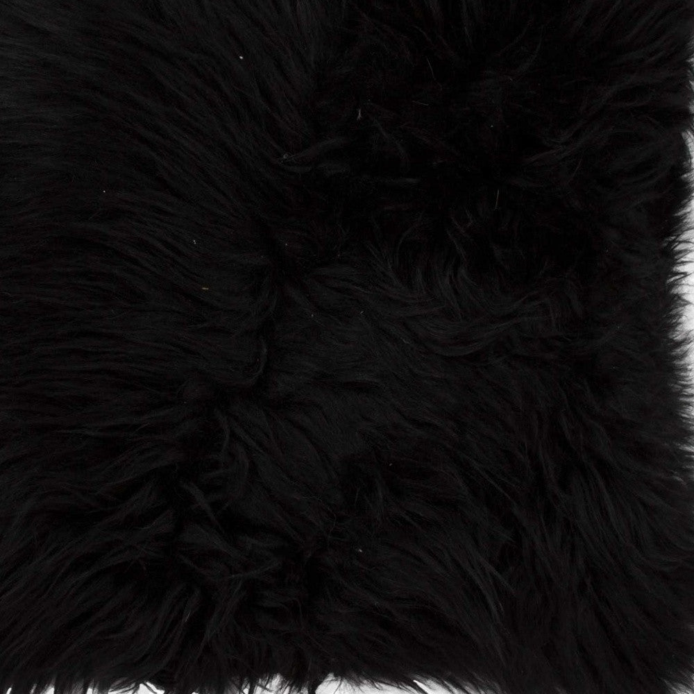 18" Black Sheepskin Throw Pillow-3
