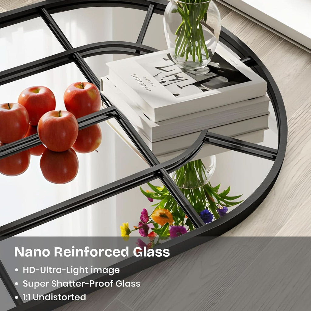 Elegant Arched Windowpane 71x30 Full Length Mirror Black-2