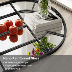 Elegant Arched Windowpane 71x30 Full Length Mirror Black-2