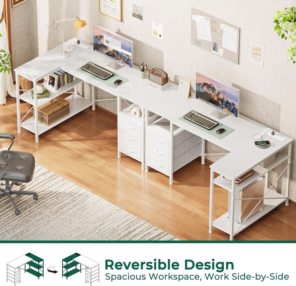 47 Inch L Shaped Desk With Power Outlets For Home Office-3
