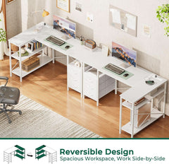 47 Inch L Shaped Desk With Power Outlets For Home Office-3