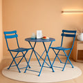 Peacock Blue 3 Piece Folding Bistro Set For Patio Garden-4