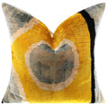 Handmade 16x16 Silk Velvet Geometric Throw Pillow in Gold and Gray – Luxury Down Feather Insert