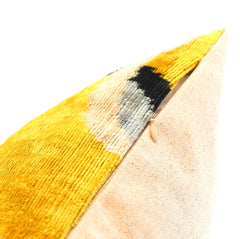 Handmade 16x16 Silk Velvet Geometric Throw Pillow in Gold and Gray – Luxury Down Feather Insert