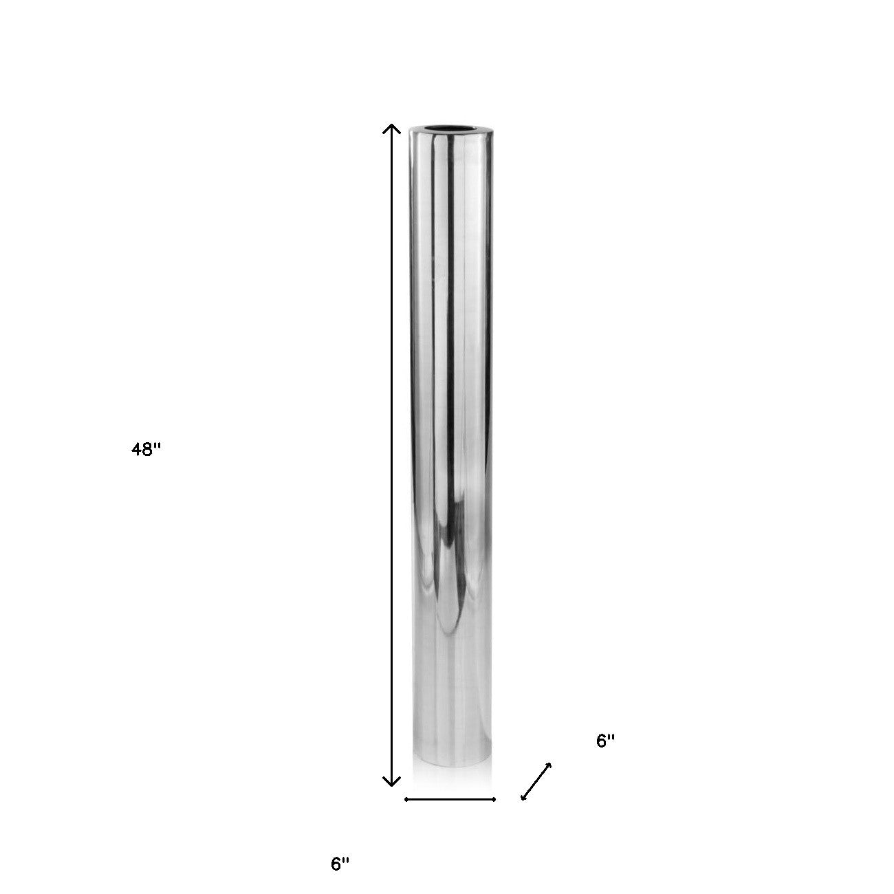 48" Silver Cylinder Aluminum Floor Vase-5