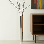 48" Silver Cylinder Aluminum Floor Vase-0