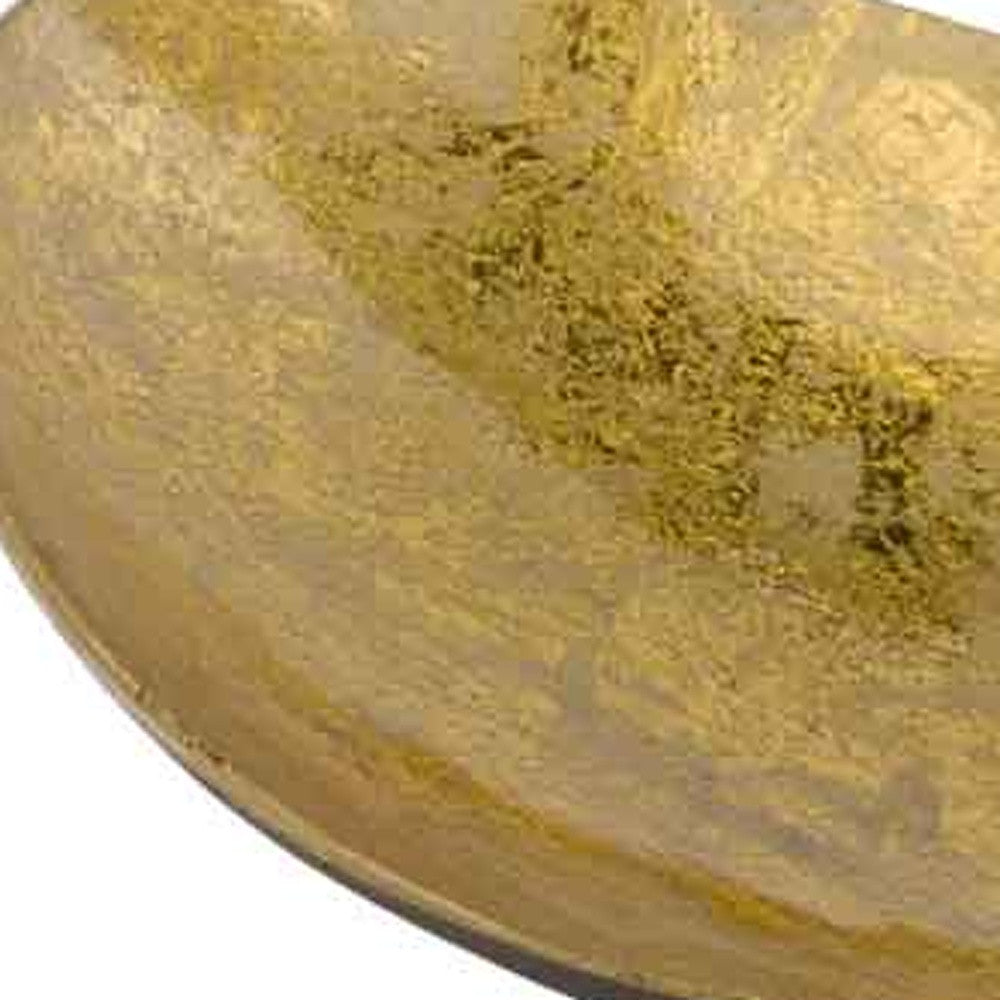 11" Gold and Bronze Aluminum Oval Centerpiece Bowl-2