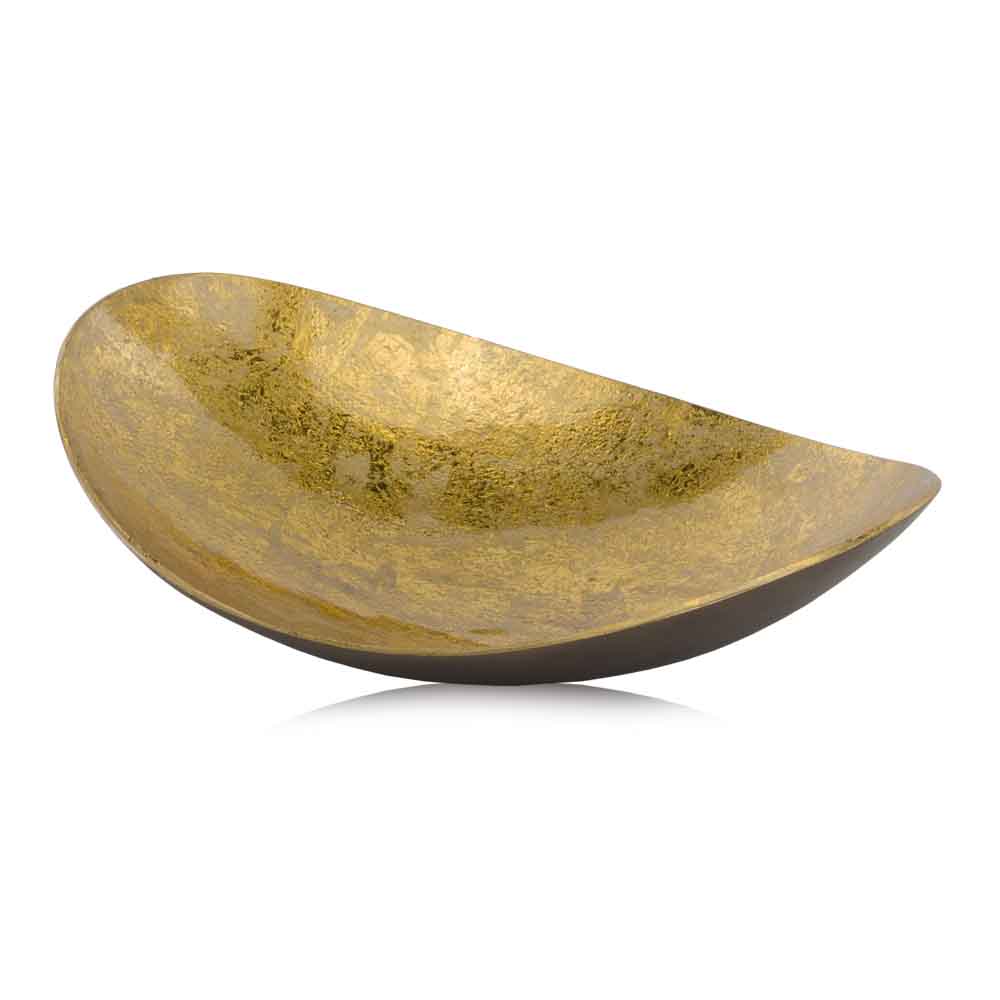 11" Gold and Bronze Aluminum Oval Centerpiece Bowl-1