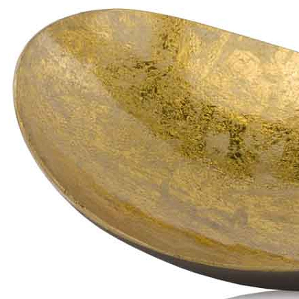 11" Gold and Bronze Aluminum Oval Centerpiece Bowl-3