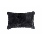 12" X 20" Black Wool Throw Pillow-0