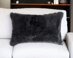 12" X 20" Black Wool Throw Pillow-1