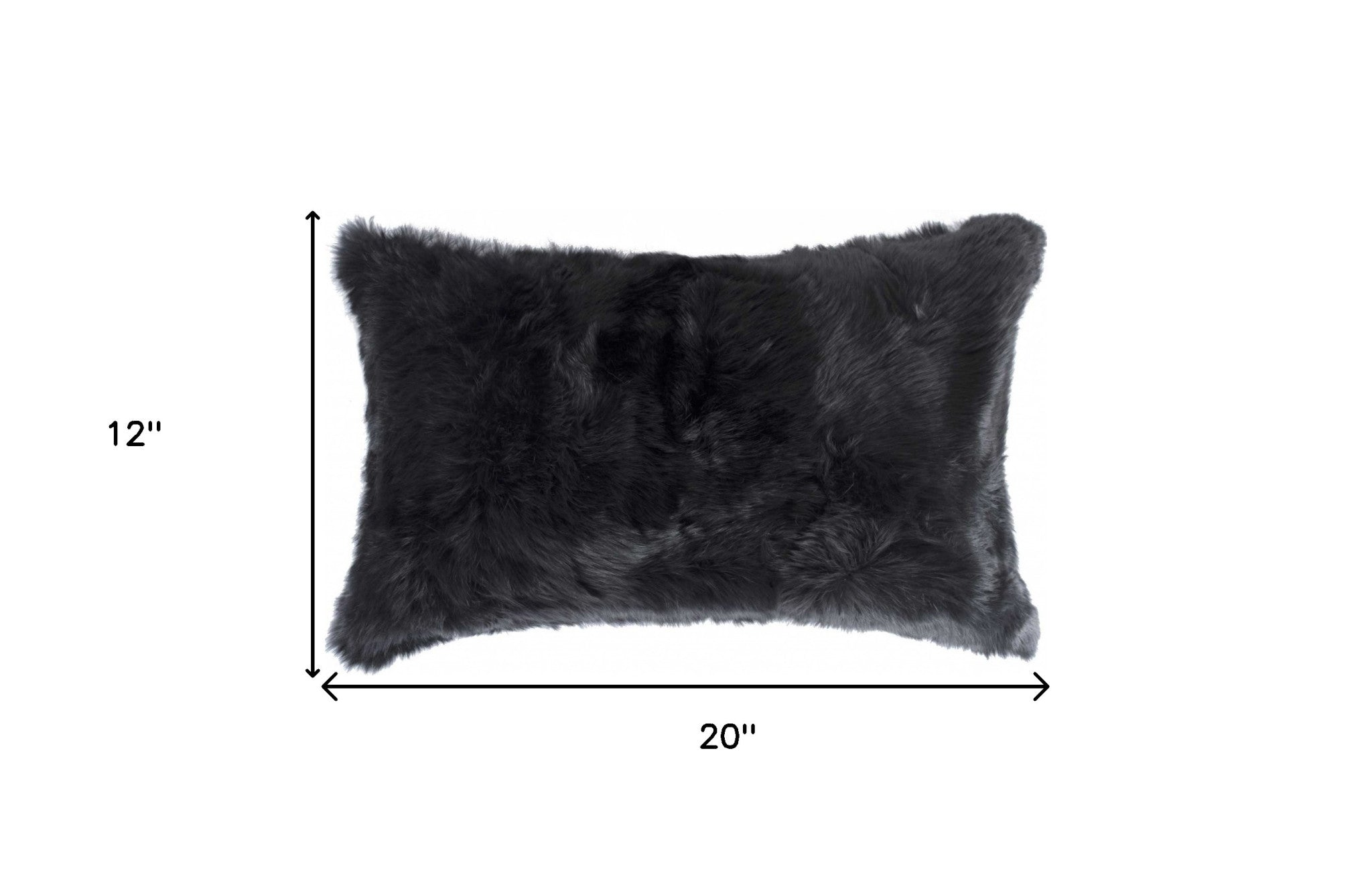12" X 20" Black Wool Throw Pillow-6