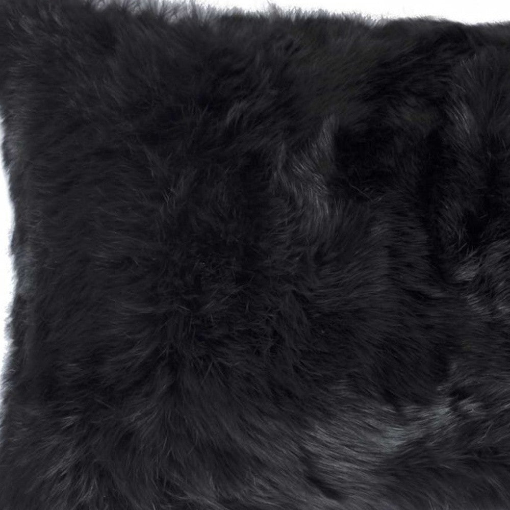 12" X 20" Black Wool Throw Pillow-8