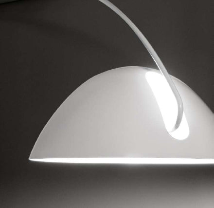 91" White Steel Arched With White Metal Shade-3