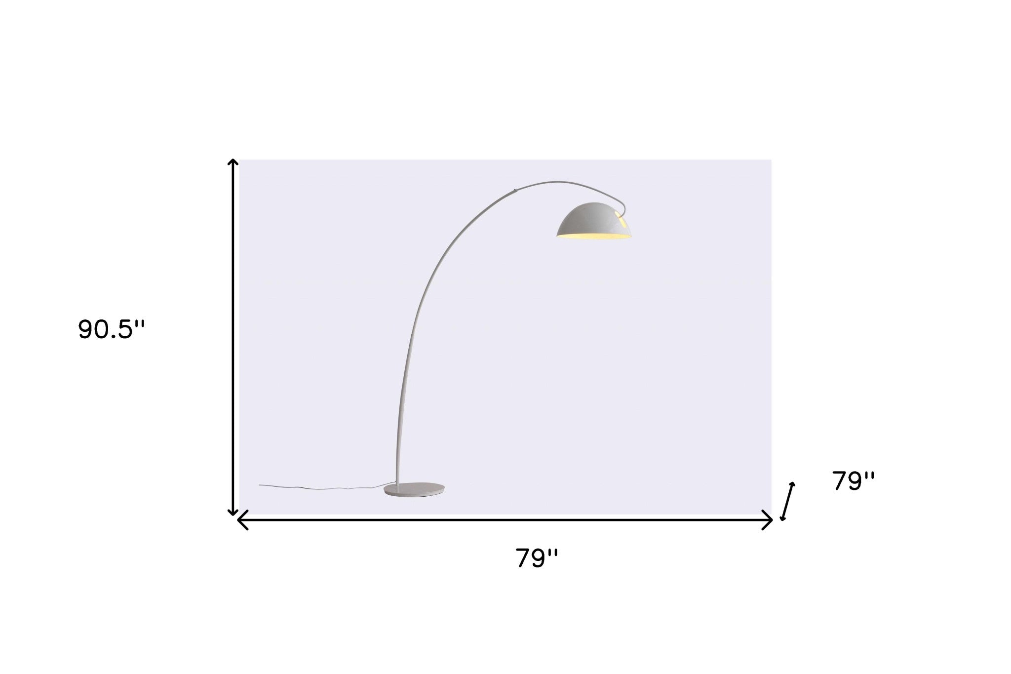 91" White Steel Arched With White Metal Shade-5