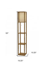 63" Natural Solid Wood Column With Brown Fabric Shade-8