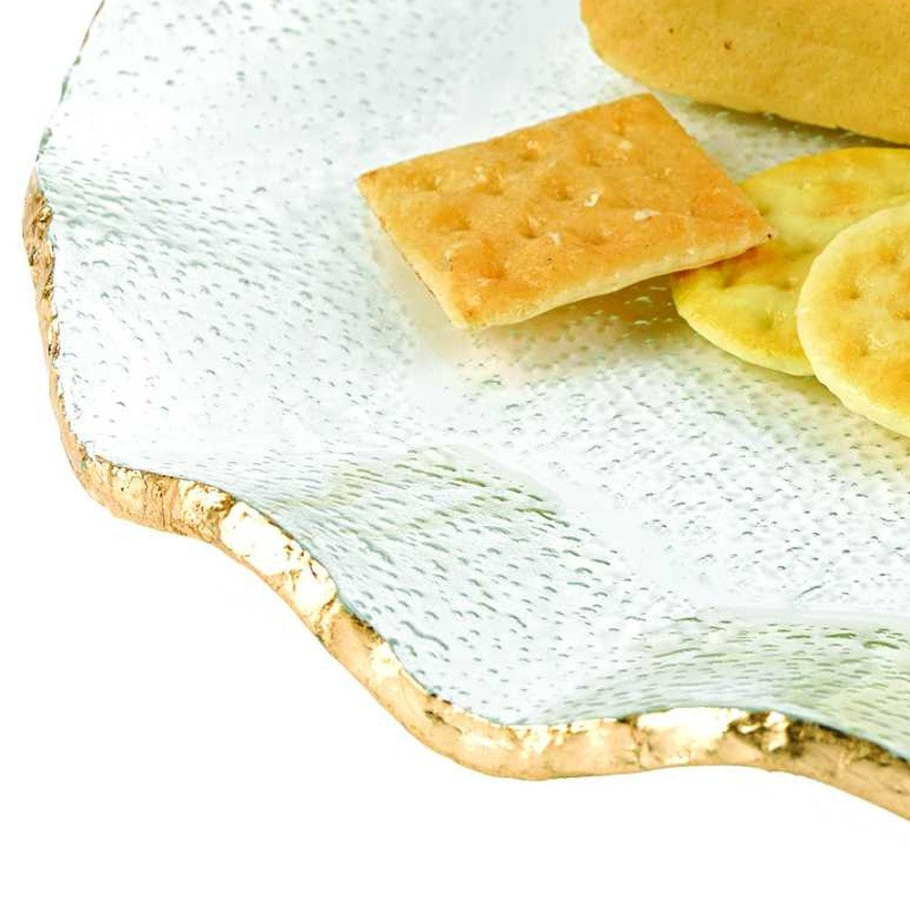 13 Mouth Blown Wavy Edge Gold Leaf Platter Or Charger-2