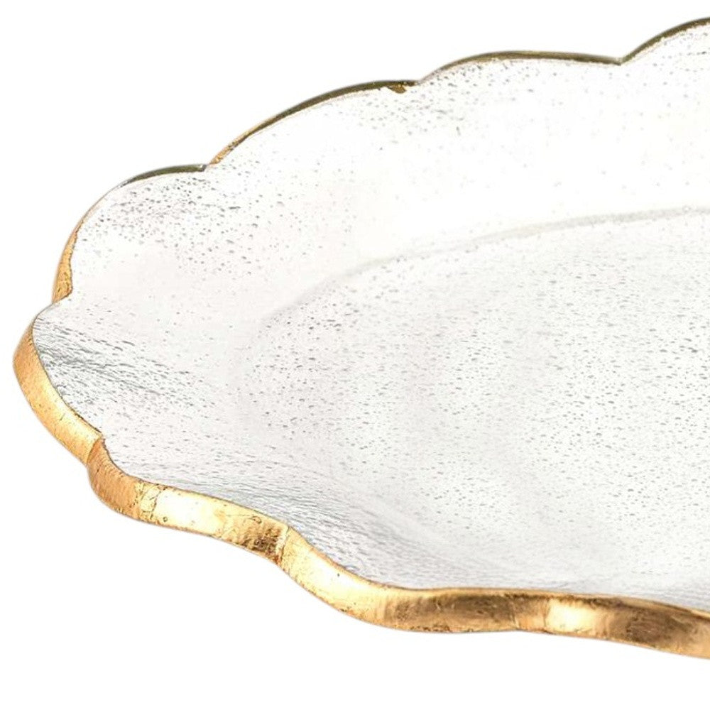 10" Clear And Gold Glass Platter-2