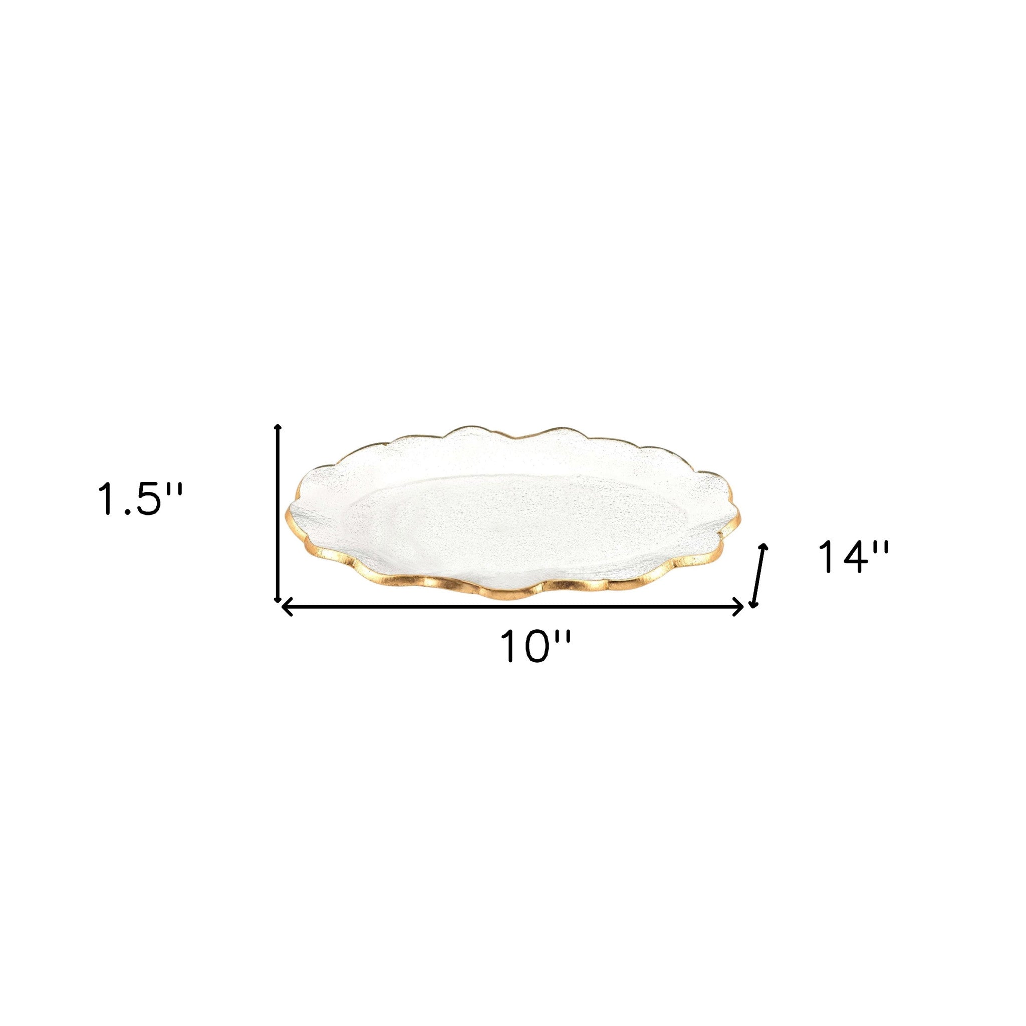 10" Clear And Gold Glass Platter-3