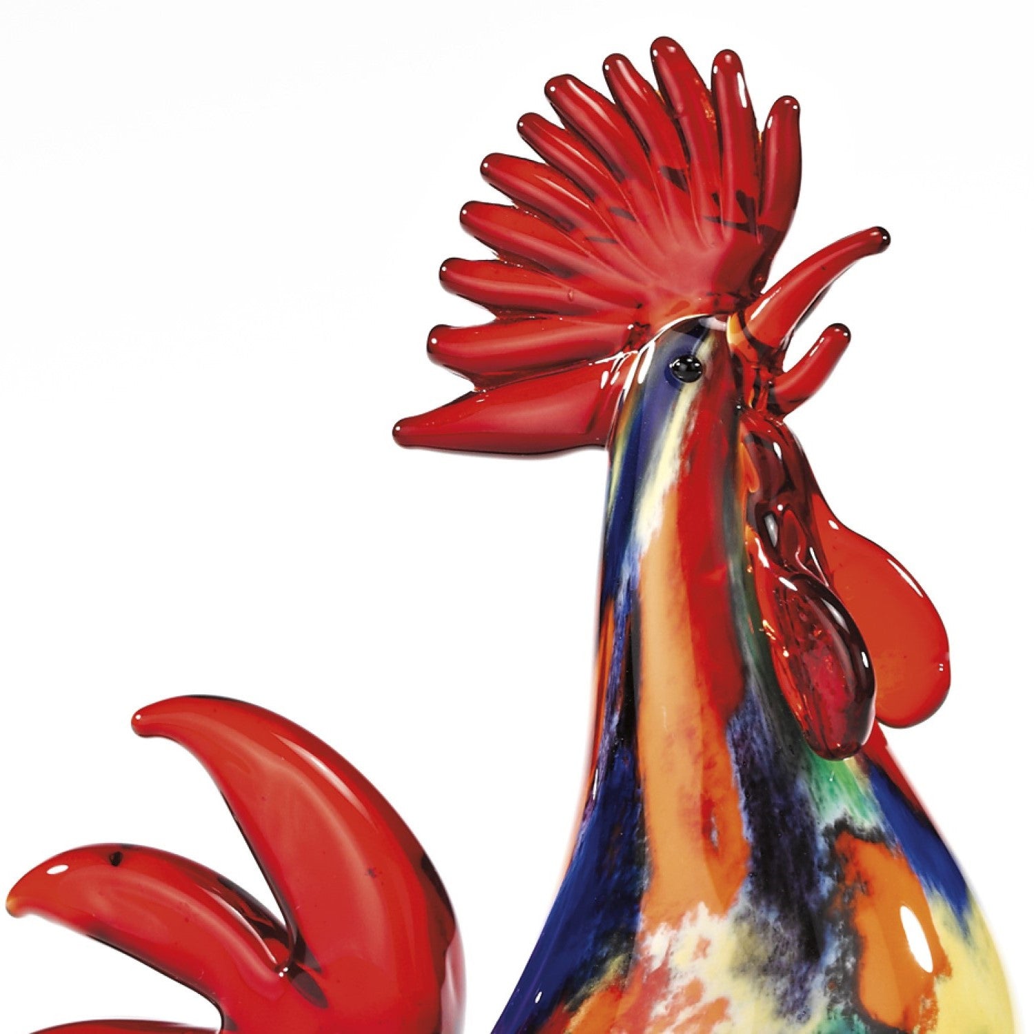 11" Red Murano Glass Rooster Figurine Tabletop Sculpture-2