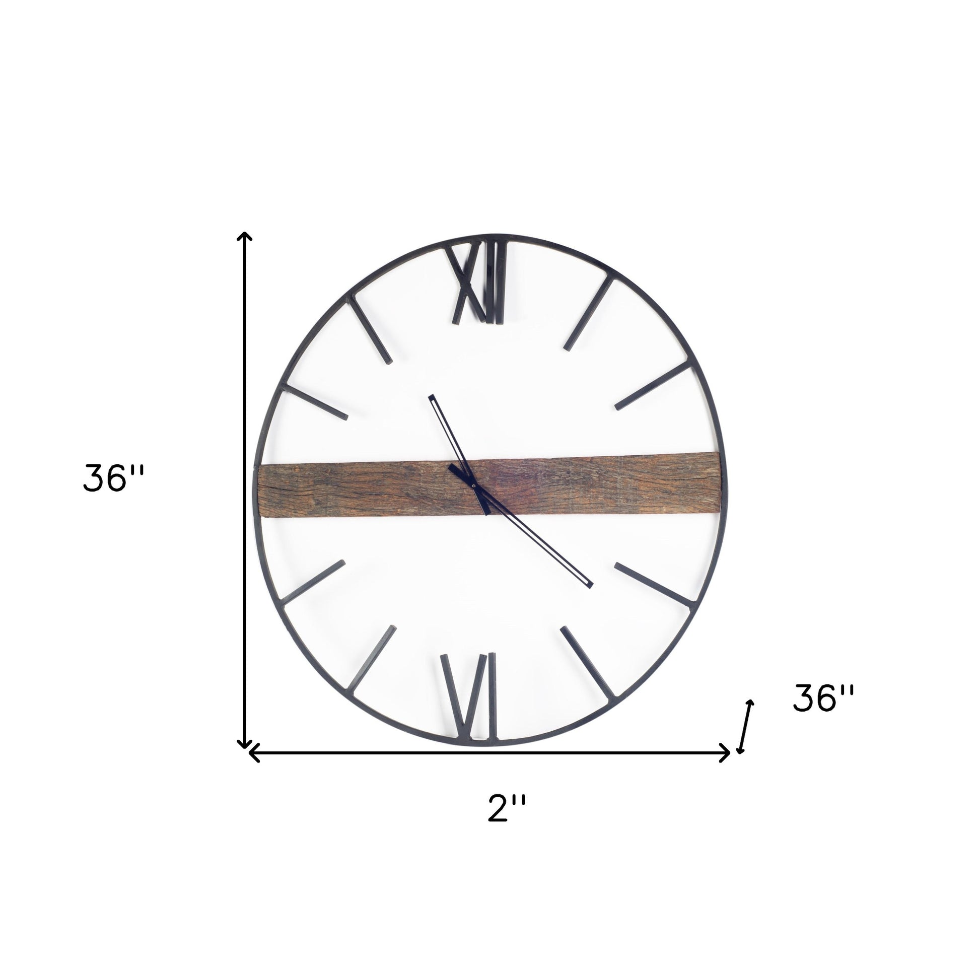 2" Circle Black Metal Skeleton Wall Clock-6