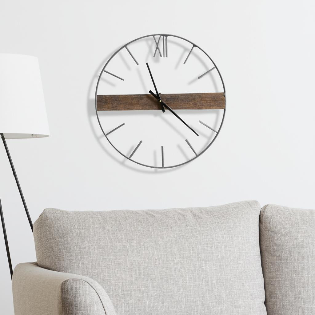 2" Circle Black Metal Skeleton Wall Clock-1