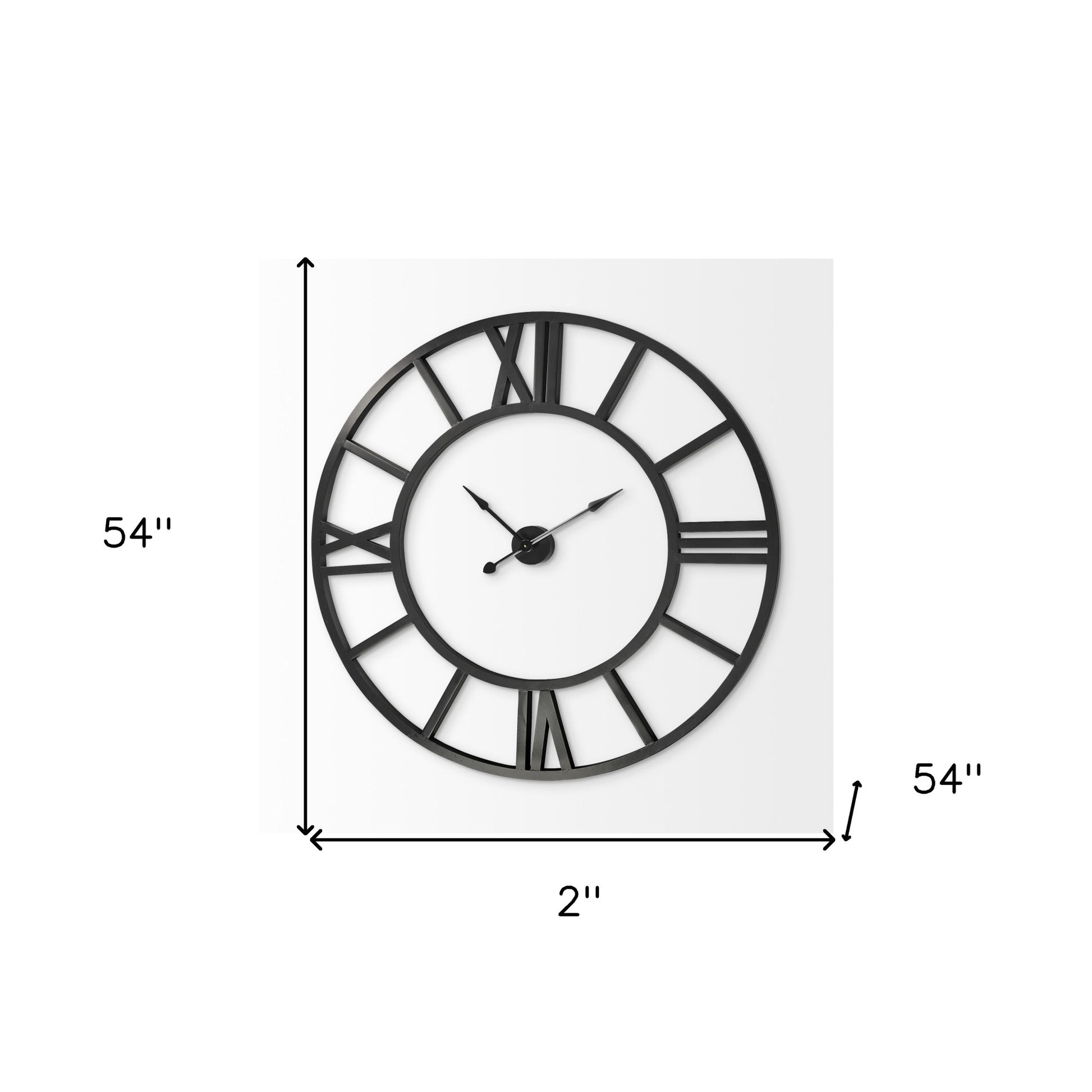 54" Round Xl Industrial Style Wall Clock With Open Face Desing-3