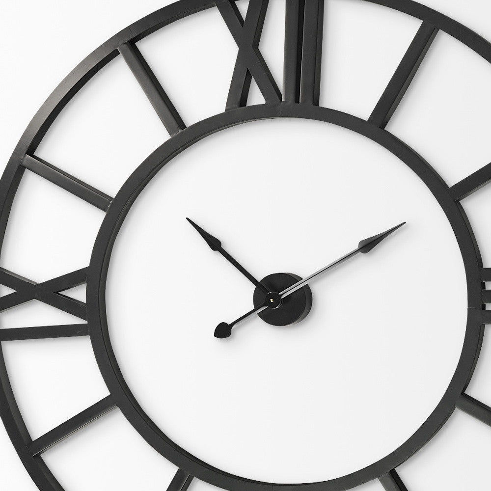54" Round Xl Industrial Style Wall Clock With Open Face Desing-1