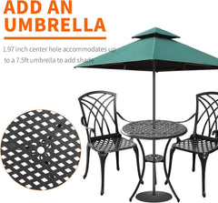 Outdoor Cast Aluminum Bistro Set 3 Piece Table And 2 Chairs Black-2